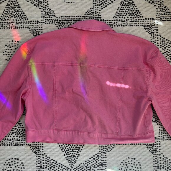 Plus Sized Pink Denim Jacket - Picture 6 of 7